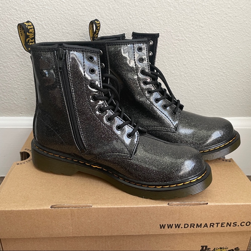 Dr. Martens Girls Glittery Black Boot- size 5